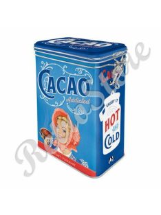   Retró Fémdoboz Csatos, Aromazárós - Cacao, Kakaó Dombornyomott