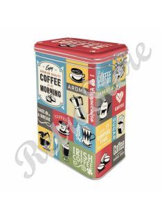   Retró Fémdoboz Csatos, Aromazárós - Coffee, Kávé Dombornyomott