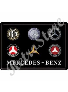 Retró Fém Képeslap - Mercedes-Benz Logók