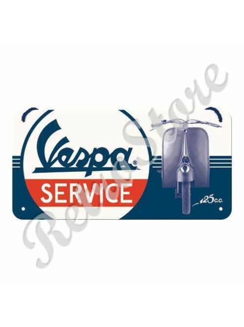 Retró Fém Tábla - Vespa Service, Szerviz Dombornyomott