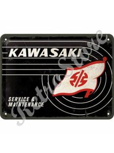 Retró Fém Tábla - Kawasaki Service, Szerviz Dombornyomott