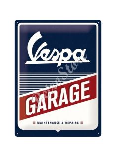 Retró Fém Tábla - Vespa Garage, Garázs Dombornyomott