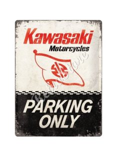 Retró Fém Tábla - Kawasaki Parkoló Dombornyomott