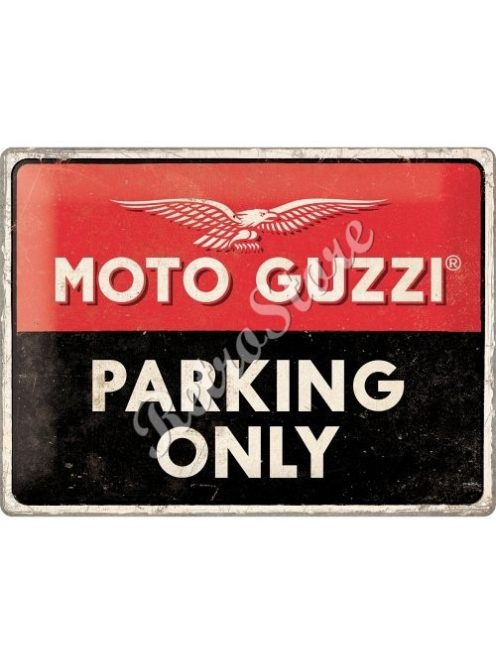 Retró Fém Tábla - Moto Guzzi Parkoló Dombornyomott