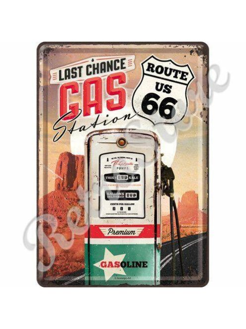 Retró Fém Képeslap - Gasoline, Benzin, U.S. Route 66