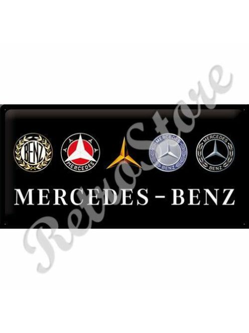Retró Fém Tábla - Mercedes-Benz Logók Dombornyomott
