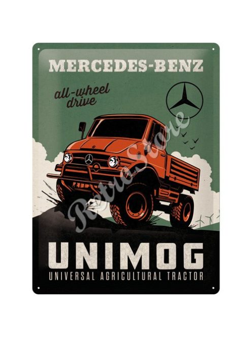 Retró Fém Tábla - Mercedes-Benz Unimog Dombornyomott