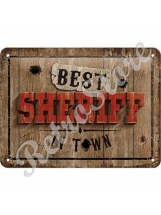   Retró Fém Tábla - Legjobb Sheriff a városban Dombornyomott