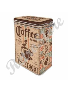   Retró Fémdoboz Csatos, Aromazárós - Coffee, Kávé Dombornyomott
