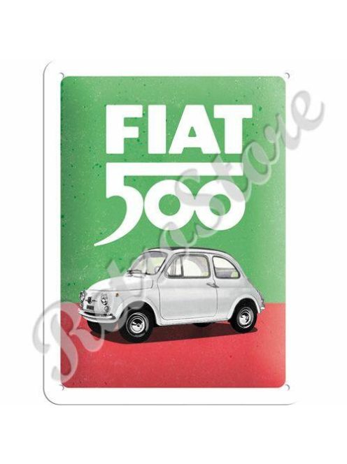 Retró Fém Tábla - Fiat 500 Dombornyomott Méretek: 15 x 20 cm