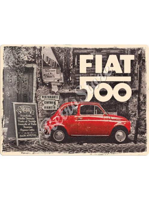 Retró Fém Tábla - Fiat 500 Dombornyomott