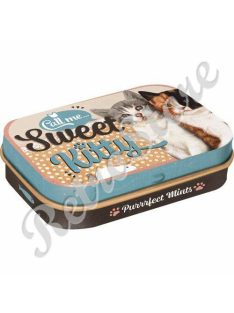   Retró Cukorkás Fémdoboz - Call me Sweet Kitty Dombornyomott