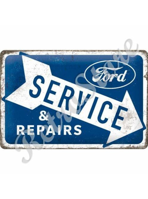 Retró Fém Tábla - Ford Service & Repair, Szerviz, Javítás Dombornyomott