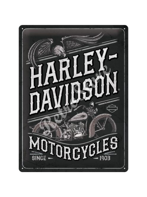 Retró Fém Tábla - Harley-Davidson Motor Logó Reklámtábla Dombornyomott Méretek: 30 x 40 cm