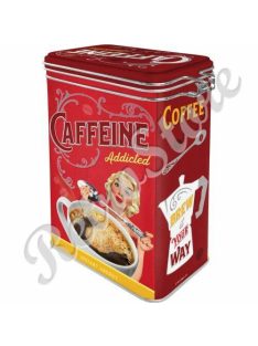   Retró Fémdoboz Csatos, Aromazárós - Coffee, Kávé Dombornyomott