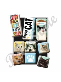 Hűtőmágnes szett - Boldog Macska, Happy Cat