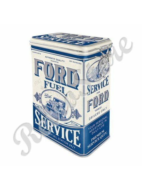 Retró Fémdoboz Csatos, Aromazárós - Ford Service, Szerviz Dombornyomott