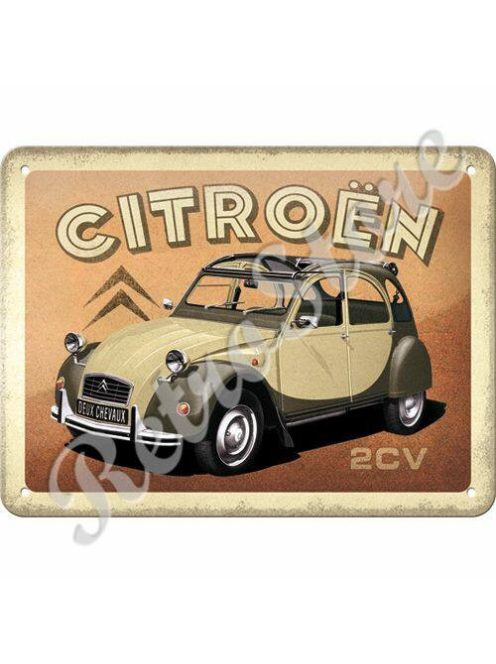 Retró Fém Tábla - Citroën 2CV, Citroen 2CV Kacsa Dombornyomott