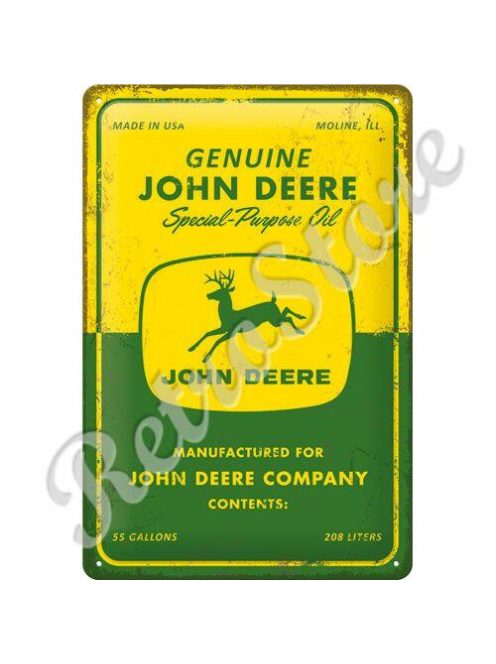 Retró Fém Tábla - John Deere Dombornyomott Méretek: 20 x 30 cm