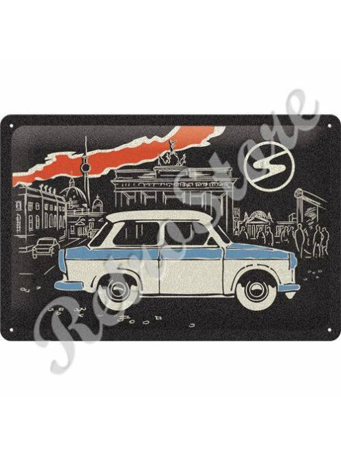 Retró Fém Tábla - Trabant Dombornyomott Méretek: 20 x 30 cm