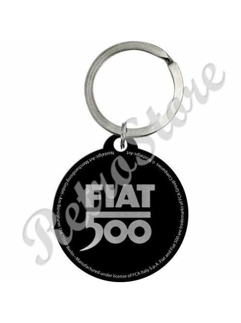 Retró Fém Kulcstartó - Fiat 500