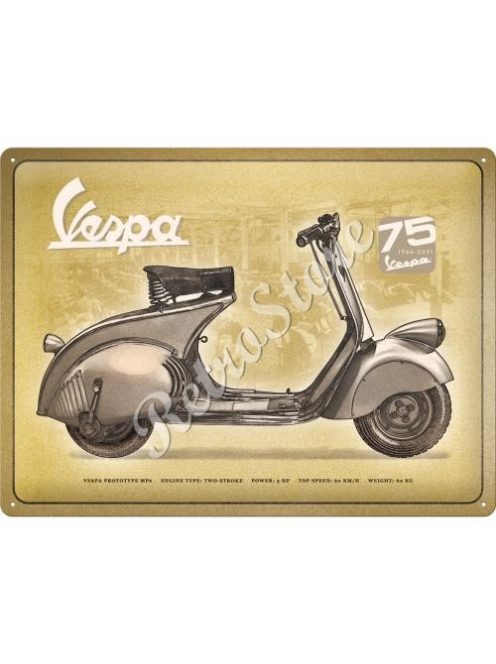 Retró Fém Tábla - Vespa 75 Év  Dombornyomott