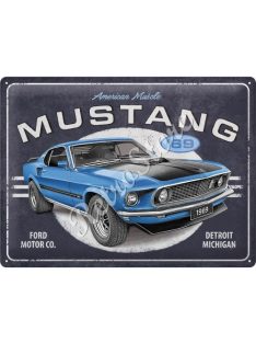   Retró Fém Tábla - Ford Mustang 1969 Limitált Dombornyomott