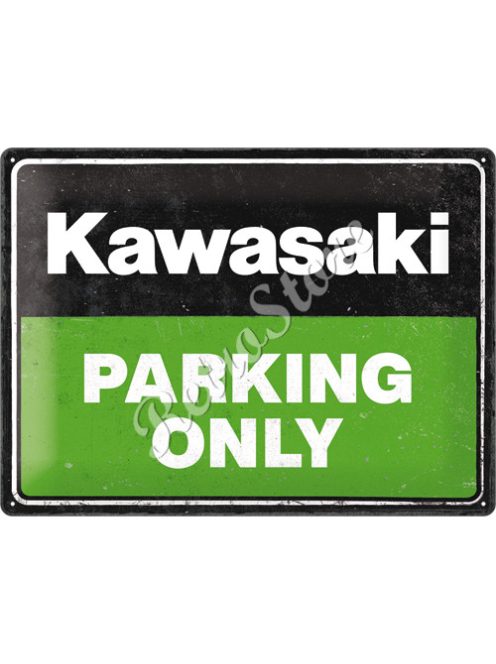 Retró Fém Tábla - Kawasaki Parkoló Dombornyomott